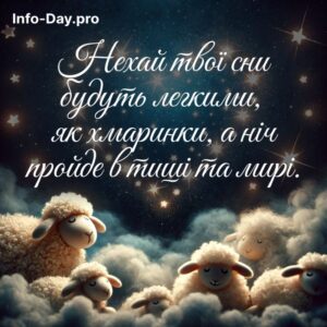 Нехай твої сни будуть легкими, як хмаринки, а ніч пройде в тиші та мирі